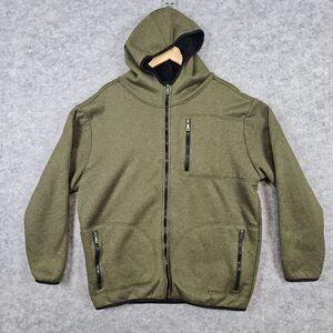 Blu Rock New York Men's Full Zip Fleece Hoodie Size‎ L Green Pockets Long Sleeve